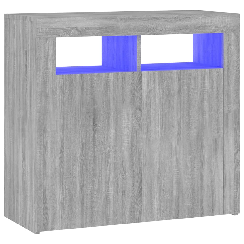 Aparador con luces LED gris Sonoma 80x35x75 cm