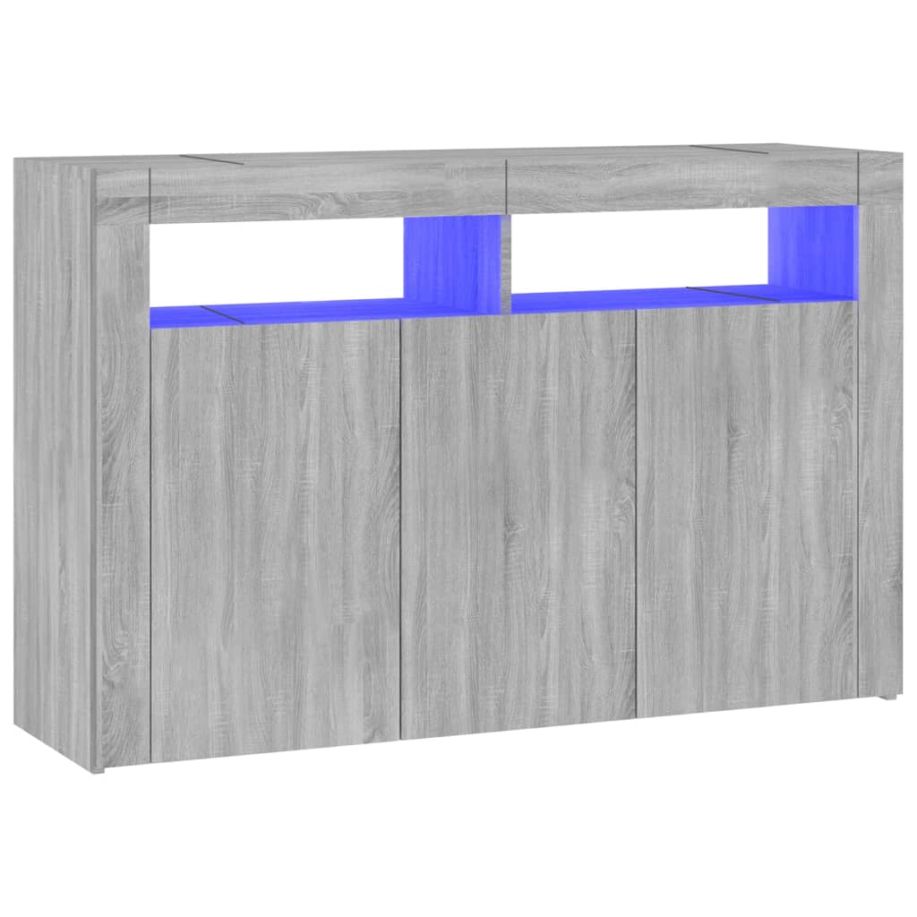 Aparador con luces LED gris Sonoma 115,5x30x75 cm