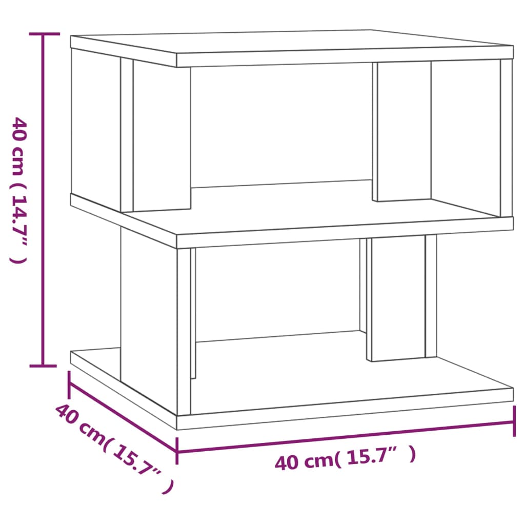 Mesa auxiliar de madera marrón roble 40x40x40 cm