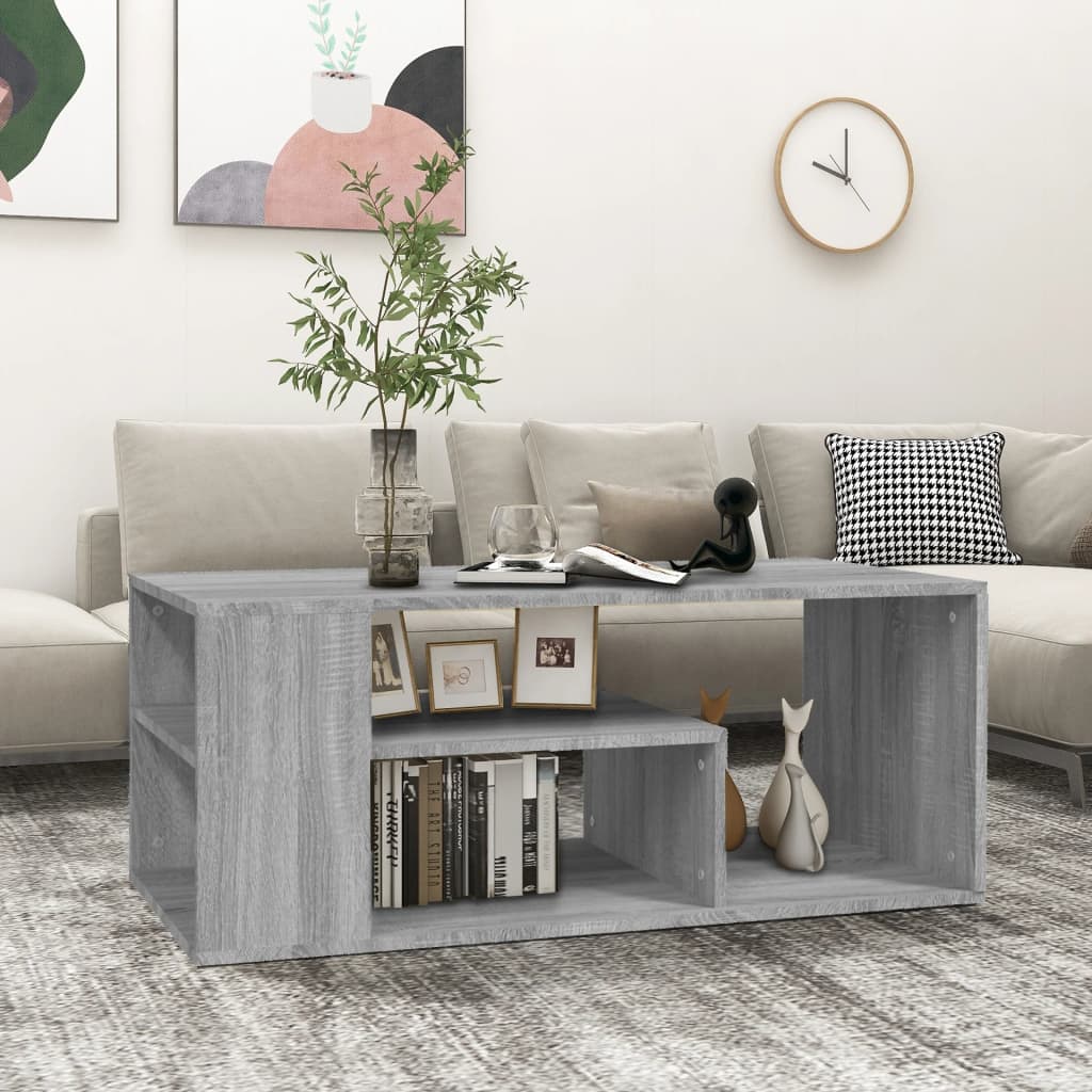 Vetonek Mesa de centro madera contrachapada gris Sonoma 100x50x40 cm