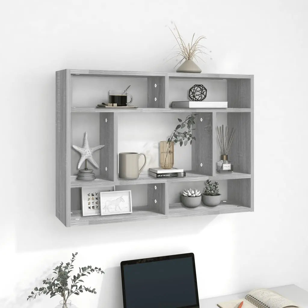 Vetonek Estantería de pared madera de ingeniería gris sonoma 75x16x55cm