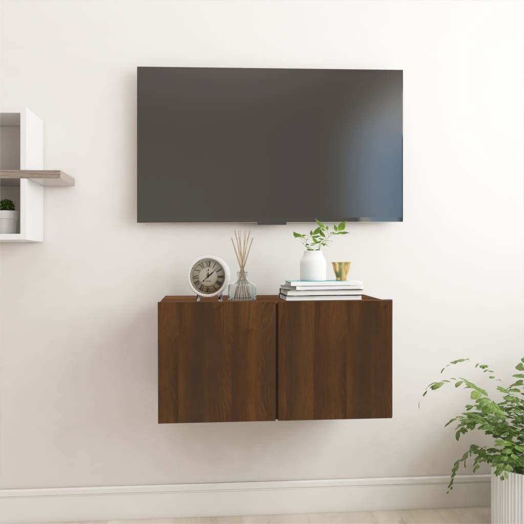 Vetonek Mueble TV colgante madera contrachapada marrón roble 60x30x30cm