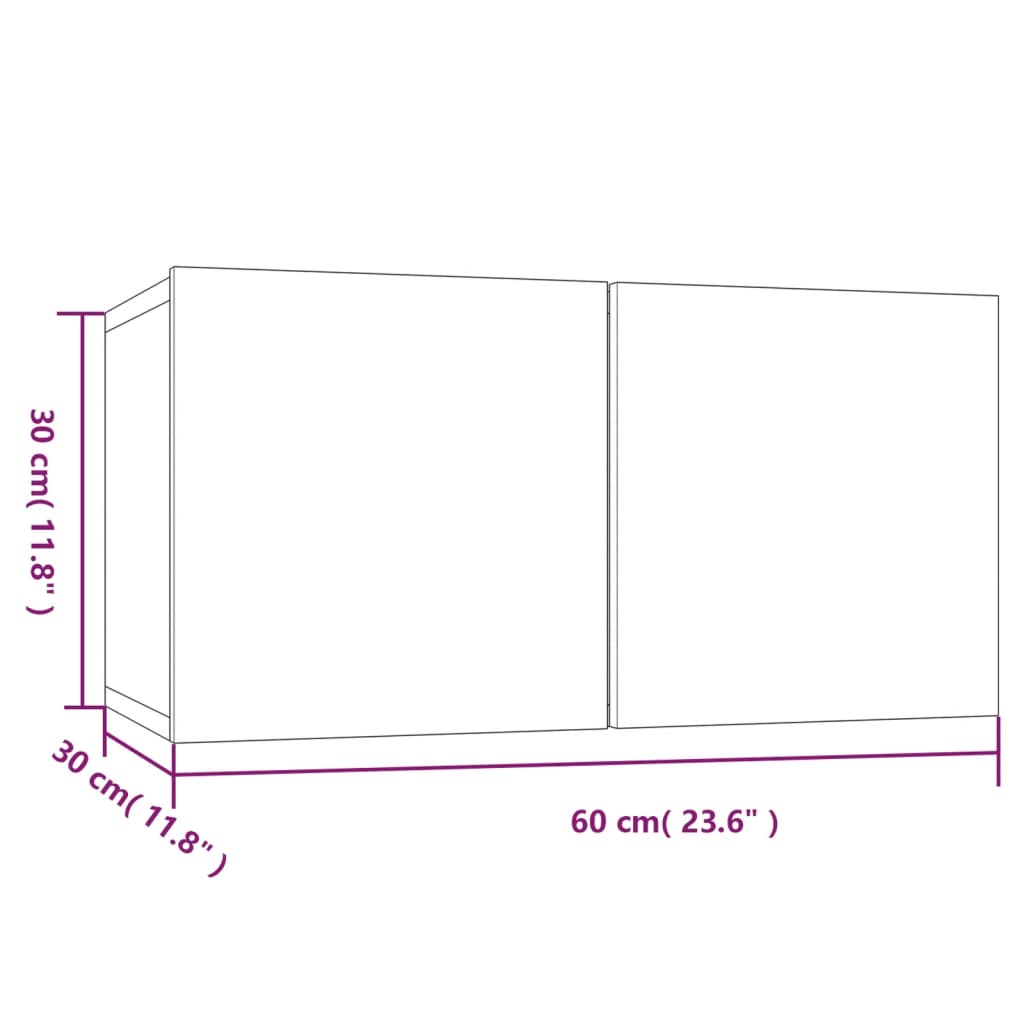 Mueble TV colgante madera contrachapada marrón roble 60x30x30cm