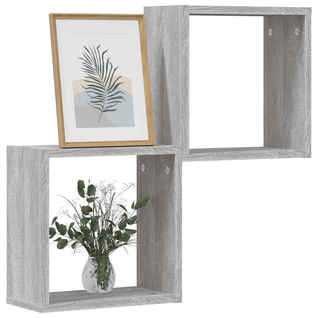 Vetonek Estantes cubo de pared 2 unidades gris sonoma 30x15x30 cm