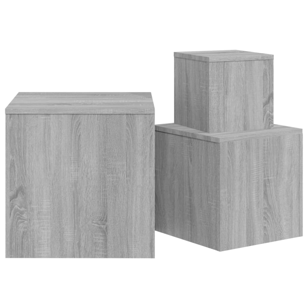 Mesitas auxiliares 3 piezas madera gris Sonoma - Vetonek