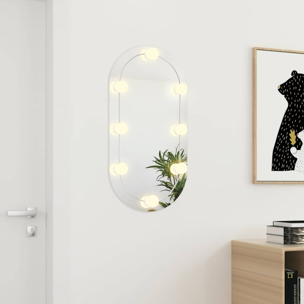 Mirror with oval glass led lights 80x40 cm