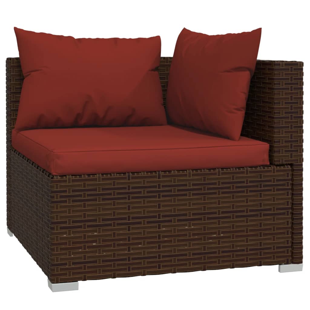 Set Garden Furniture 9 pieces and brown synthetic rattan