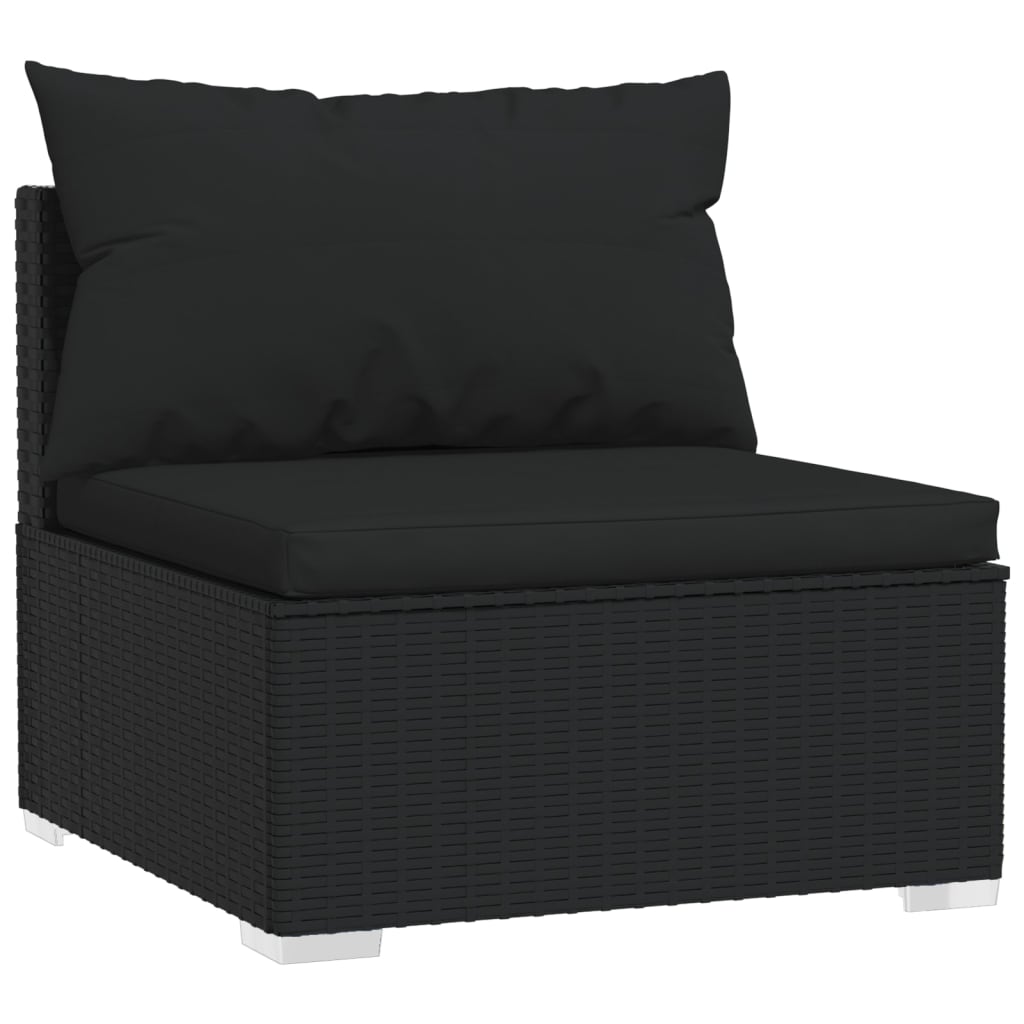 Garden furniture set 13 pcs and black synthetic cushions