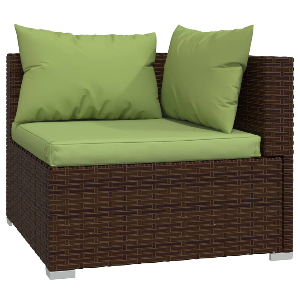 Set Garden Meubles et coussins 12 Pzas Brown Synthetic Rattan