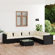 Set de muebles de jardín 7 pzas y cojines ratán sintético negro v4314 Vetonek