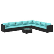 Set de muebles de jardín 9 pzas y cojines ratán sintético negro v4819 Vetonek