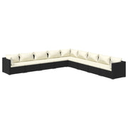 Set de muebles de jardín 9 pzas y cojines ratán sintético negro v4871 Vetonek
