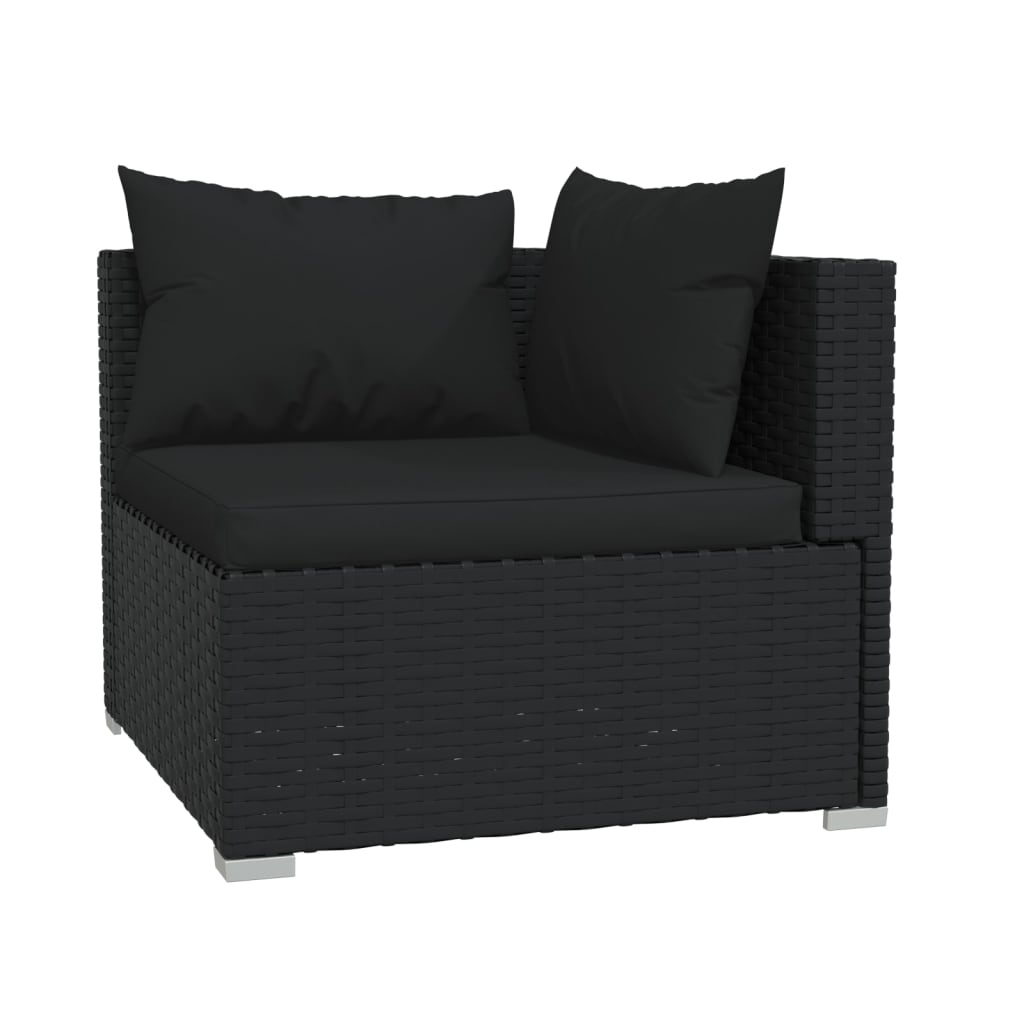 Set de muebles de jardín 9 pzas y cojines ratán sintético negro v4888 Vetonek
