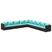 Set de muebles de jardín 9 pzas y cojines ratán sintético negro v4895 Vetonek
