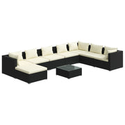 Set de muebles de jardín 9 pzas y cojines ratán sintético negro v5670 Vetonek