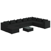 Set de muebles de jardín 9 pzas y cojines ratán sintético negro v5687 Vetonek