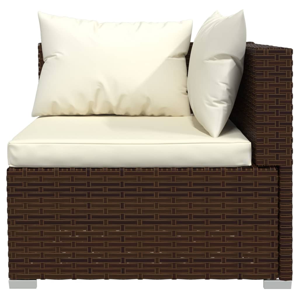 Set Garden Furniture 9 pieces and brown synthetic rattan