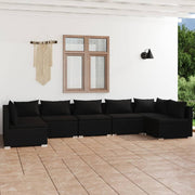 Set de muebles de jardín 7 pzas y cojines ratán sintético negro v5922 Vetonek