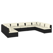 Set de muebles de jardín 9 pzas y cojines ratán sintético negro v6073 Vetonek
