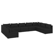 Set de muebles de jardín 9 pzas y cojines ratán sintético negro v6080 Vetonek