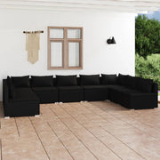 Set de muebles de jardín 9 pzas y cojines ratán sintético negro v6080 Vetonek