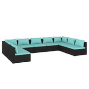 Set de muebles de jardín 9 pzas y cojines ratán sintético negro v6097 Vetonek