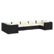 Set de muebles de jardín 7 pzas y cojines ratán sintético negro v6554 Vetonek