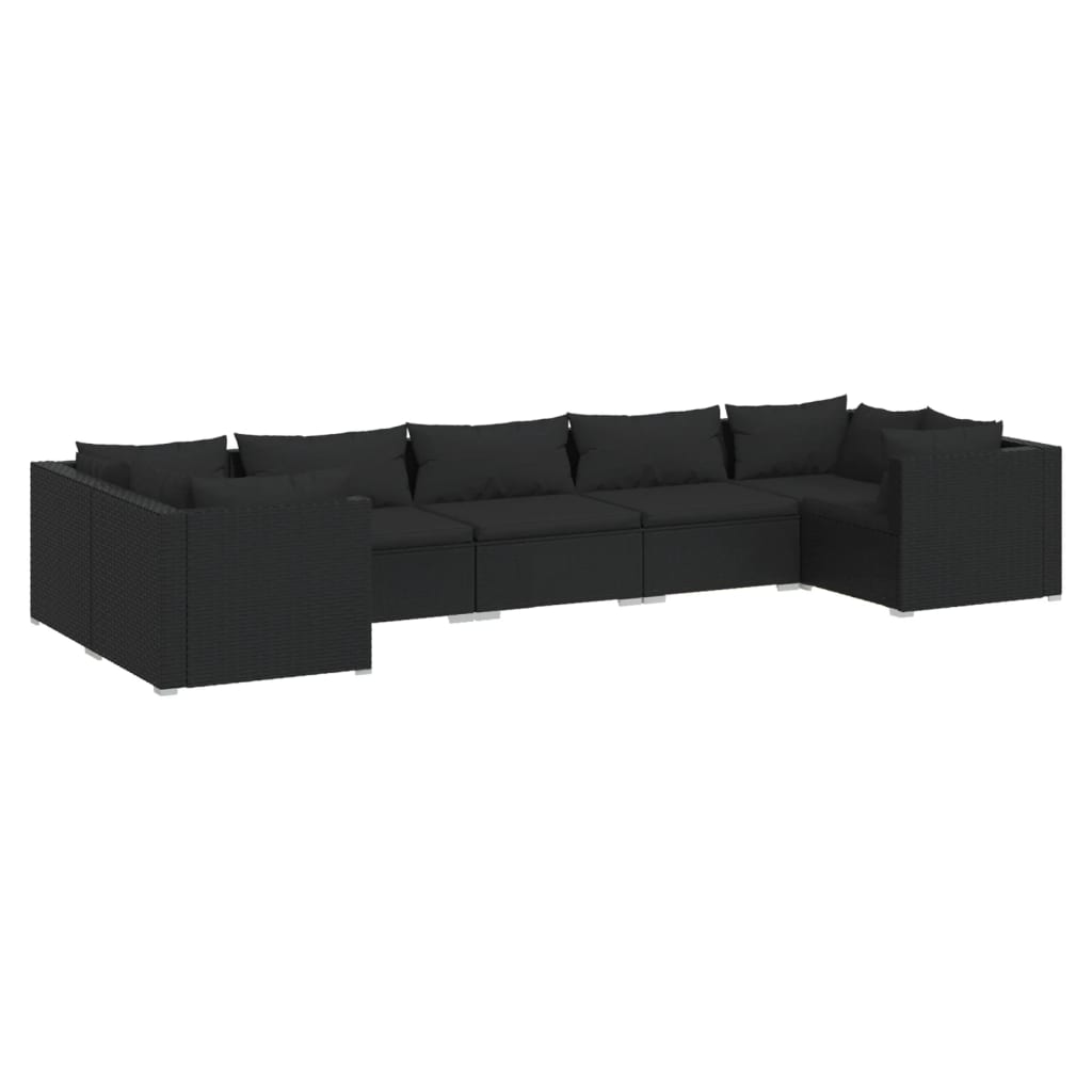 Set de muebles de jardín 7 pzas y cojines ratán sintético negro v6561 - Vetonek