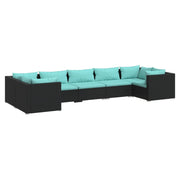 Set de muebles de jardín 7 pzas y cojines ratán sintético negro v6578 Vetonek