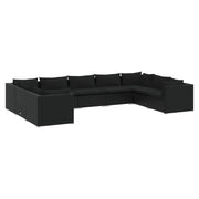 Set de muebles de jardín 9 pzas y cojines ratán sintético negro v6721 Vetonek