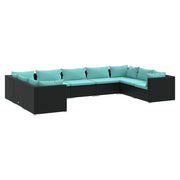 Set de muebles de jardín 9 pzas y cojines ratán sintético negro v6738 Vetonek