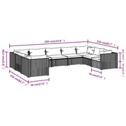 Set de muebles de jardín 9 pzas y cojines ratán sintético negro v6738 Vetonek