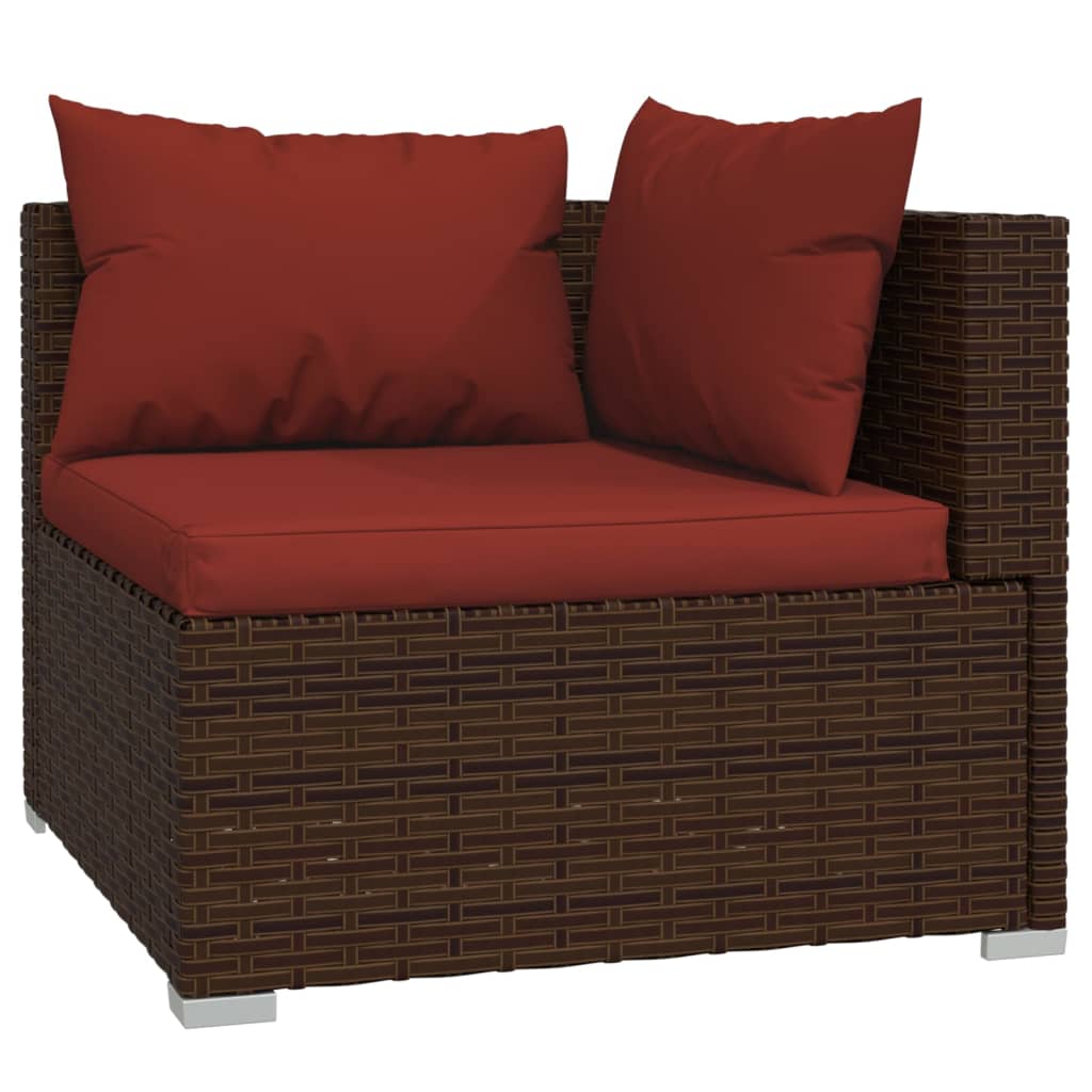 Garden Furniture set 11 pieces Brown synthetic rattan