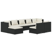 Set de muebles de jardín 9 pzas y cojines ratán sintético negro v7032 Vetonek