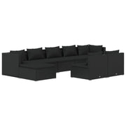 Set de muebles de jardín 9 pzas y cojines ratán sintético negro v7049 Vetonek