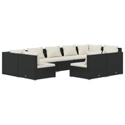 Set de muebles de jardín 9 pzas y cojines ratán sintético negro v7278 Vetonek