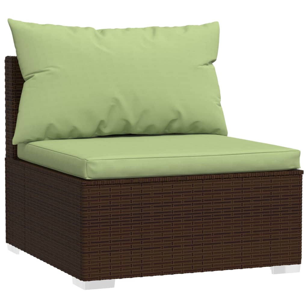 Set mobili da giardino 9 pezzi e rattan sintetico marrone