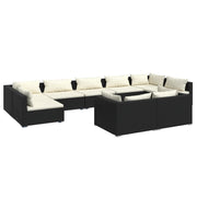 Set de muebles de jardín 9 pzas y cojines ratán sintético negro v7599 Vetonek