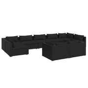 Set de muebles de jardín 9 pzas y cojines ratán sintético negro v7605 Vetonek