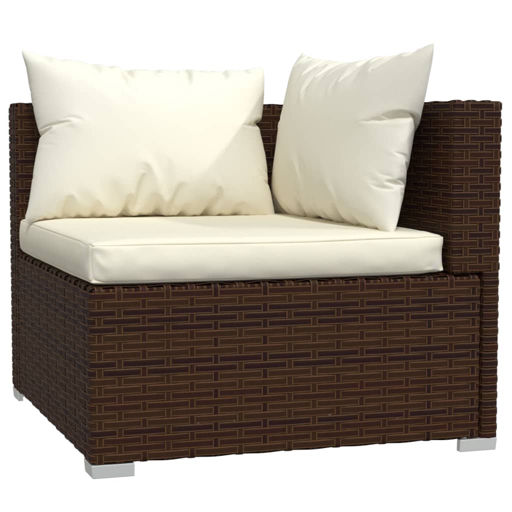 Garden furniture set 14 pcs and brown synthetic rattan