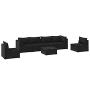 Set de muebles de jardín 7 pzas y cojines ratán sintético negro v9203 - Vetonek