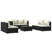 Set de muebles de jardín 7 pzas y cojines ratán sintético negro v9272 Vetonek