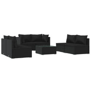 Set de muebles de jardín 7 pzas y cojines ratán sintético negro v9289 Vetonek