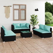 Set de muebles de jardín 7 pzas y cojines ratán sintético negro v9296 Vetonek