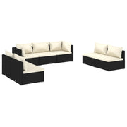 Set de muebles de jardín 7 pzas y cojines ratán sintético negro v9357 Vetonek