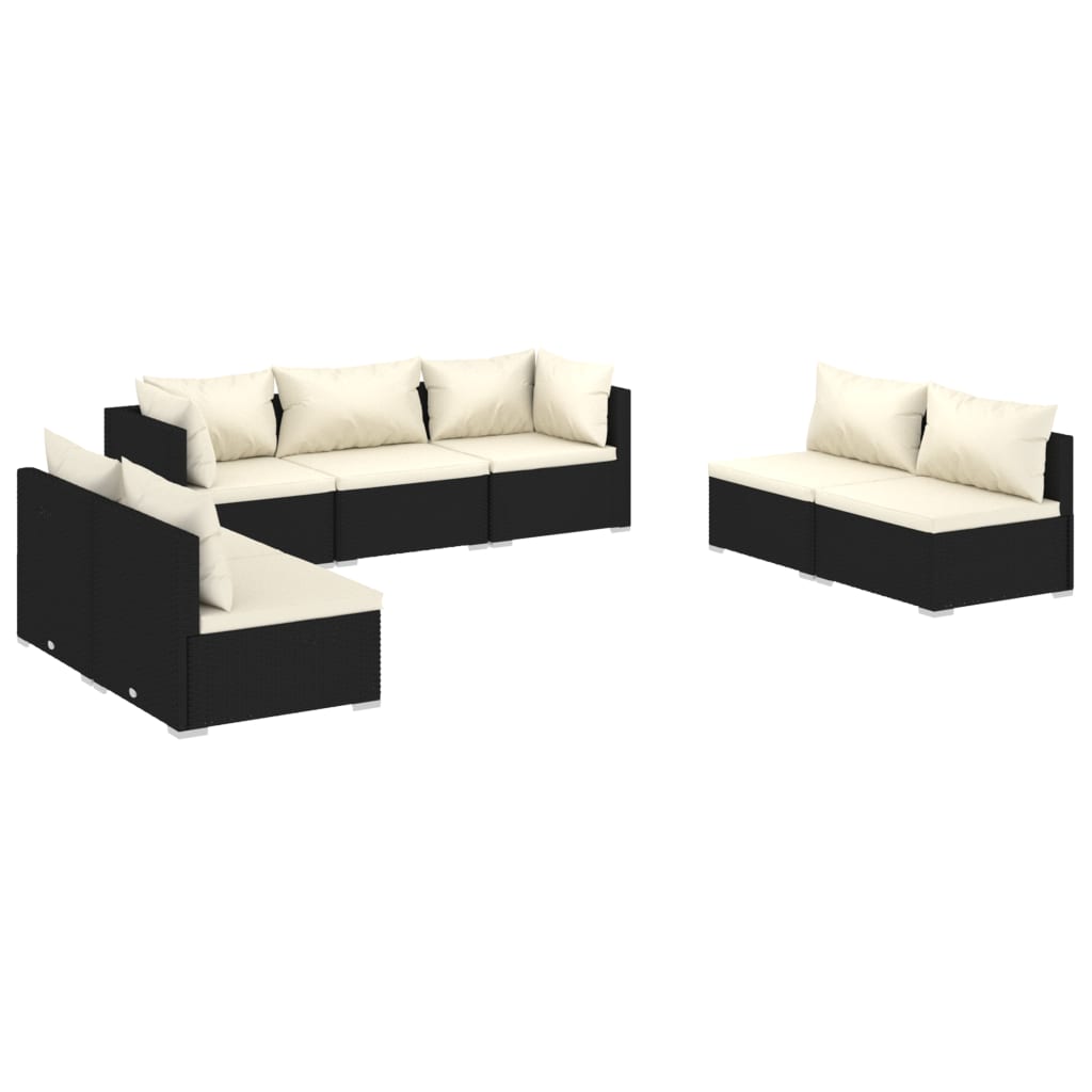 Set de muebles de jardín 7 pzas y cojines ratán sintético negro v9357 Vetonek