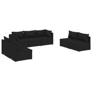 Set de muebles de jardín 7 pzas y cojines ratán sintético negro v9364 Vetonek