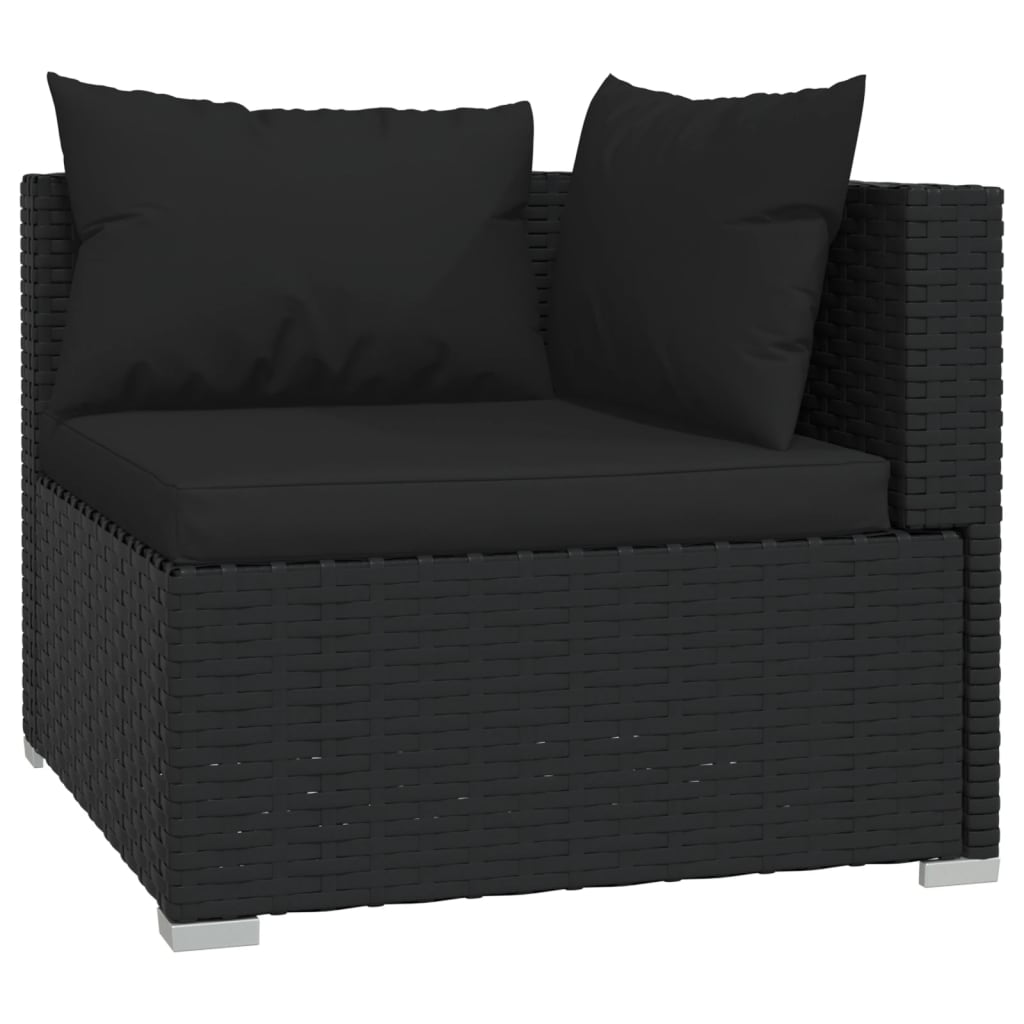 Set de muebles de jardín 7 pzas y cojines ratán sintético negro v9364 - Vetonek