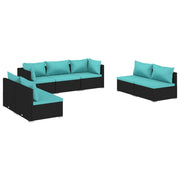 Set de muebles de jardín 7 pzas y cojines ratán sintético negro v9371 Vetonek