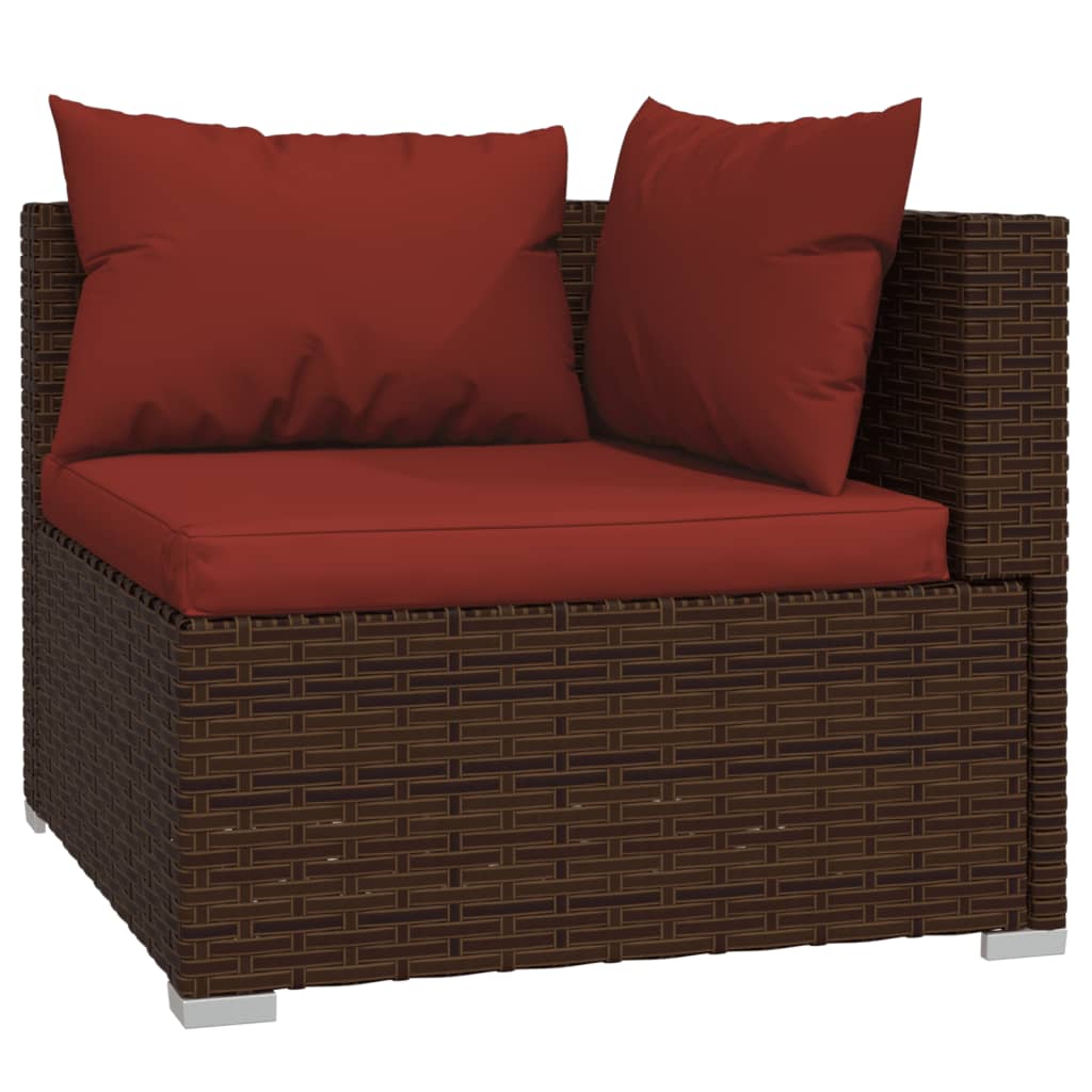 Set Garden Furniture 8 pieces and brown synthetic rattan cushions